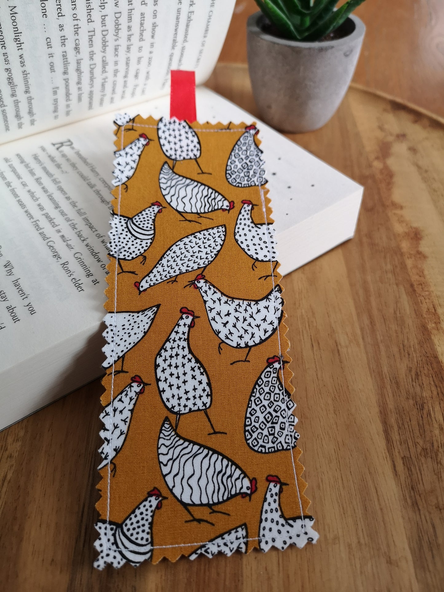 Fabric Bookmark - Hens