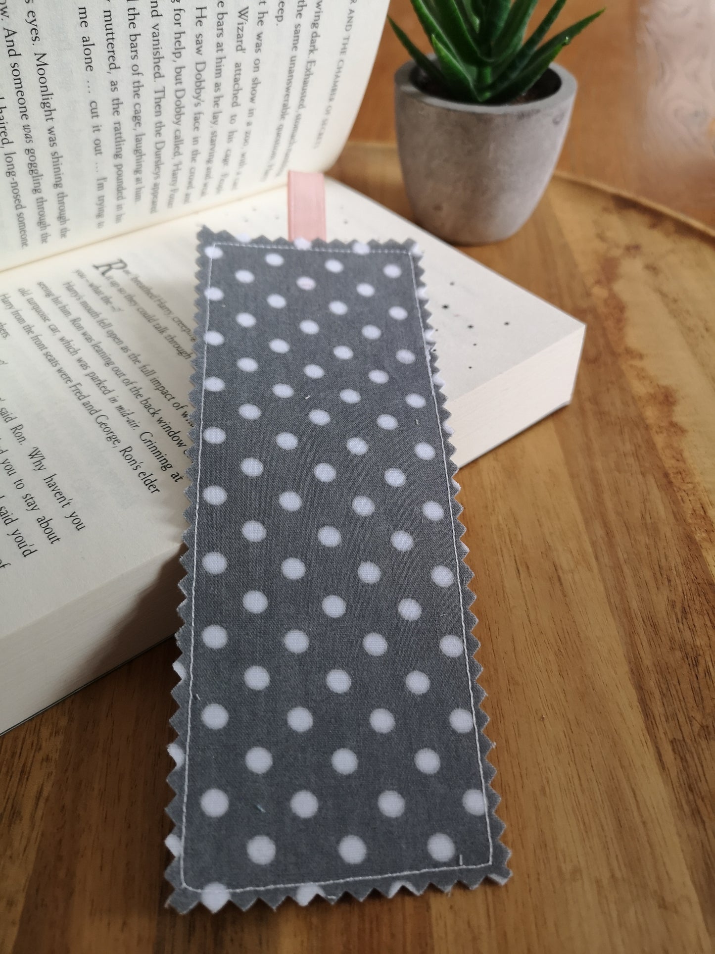 Fabric Bookmark - Grey Spot